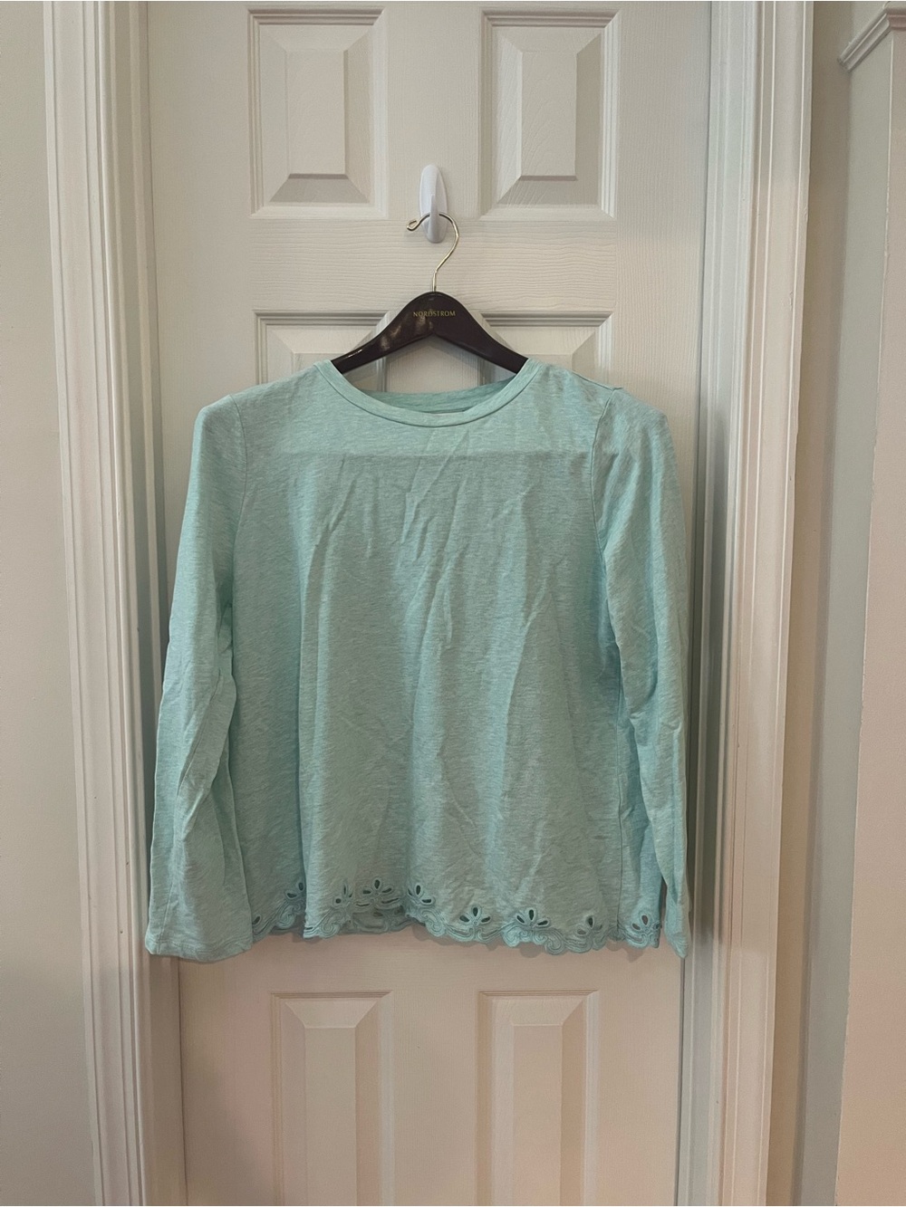 J. Jill Mint Green Long-Sleeve Top with Eyelet Hem